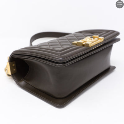 Boy Small Brown Lambskin Leather GHW