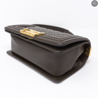 Boy Small Brown Lambskin Leather GHW