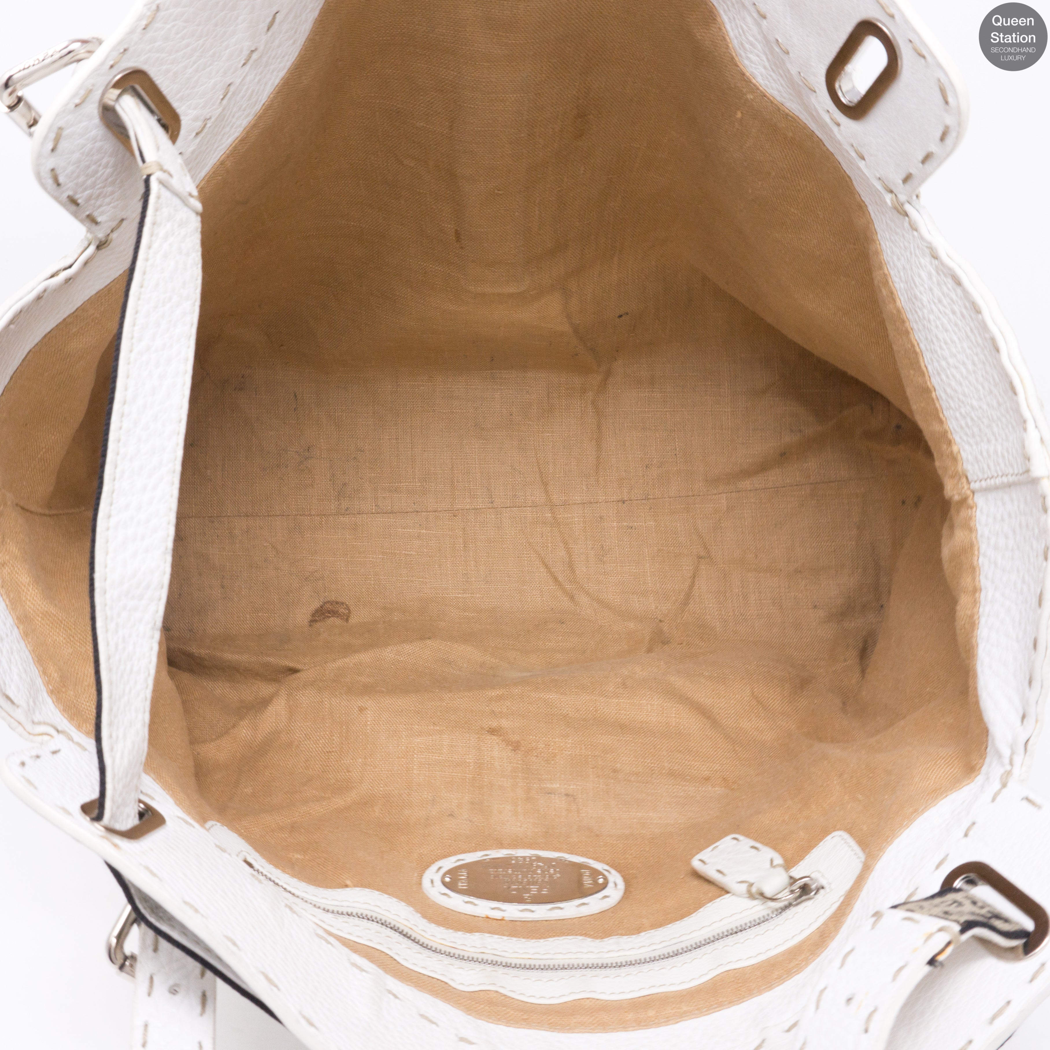 Villa Selleria Borghese White Leather Tote