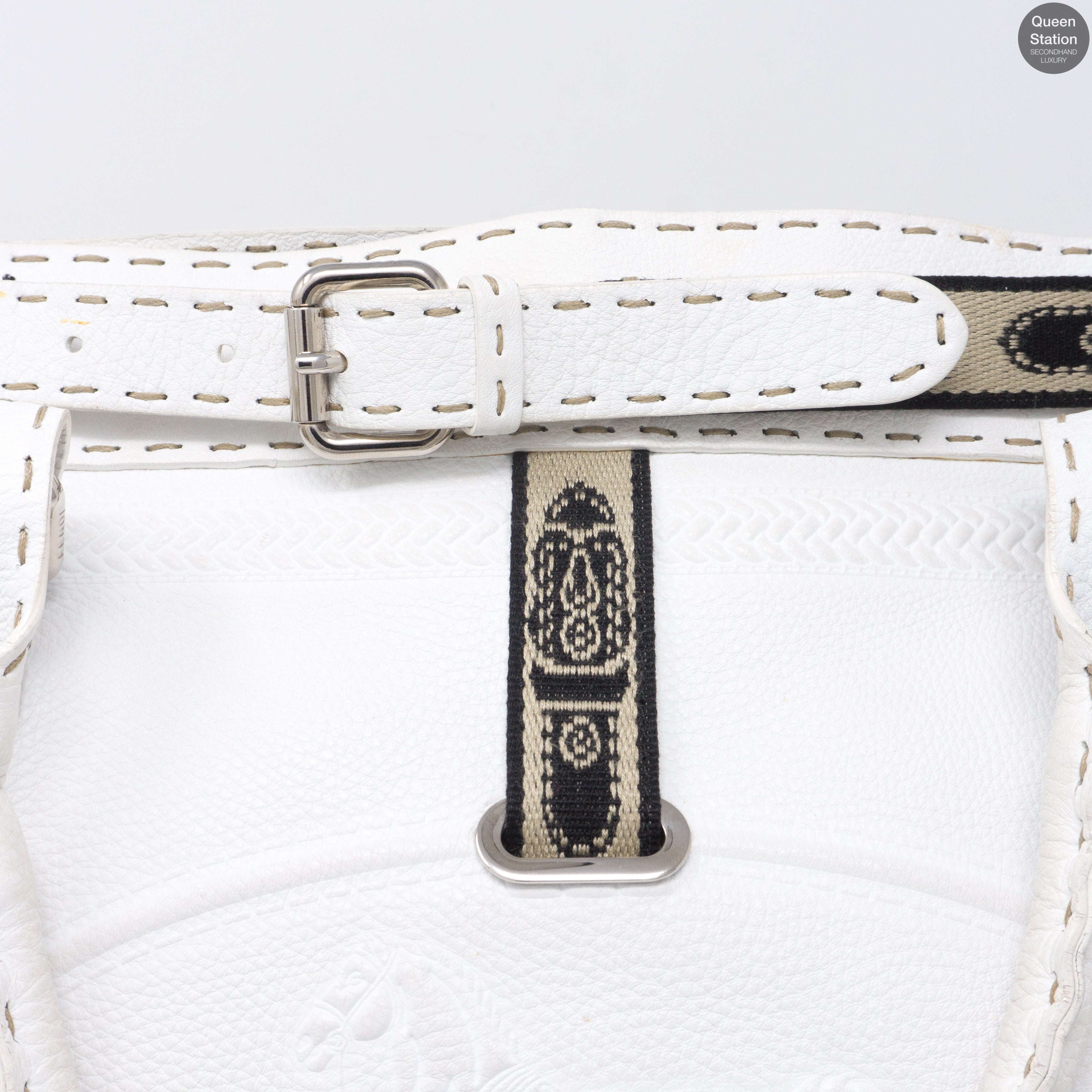 Villa Selleria Borghese White Leather Tote
