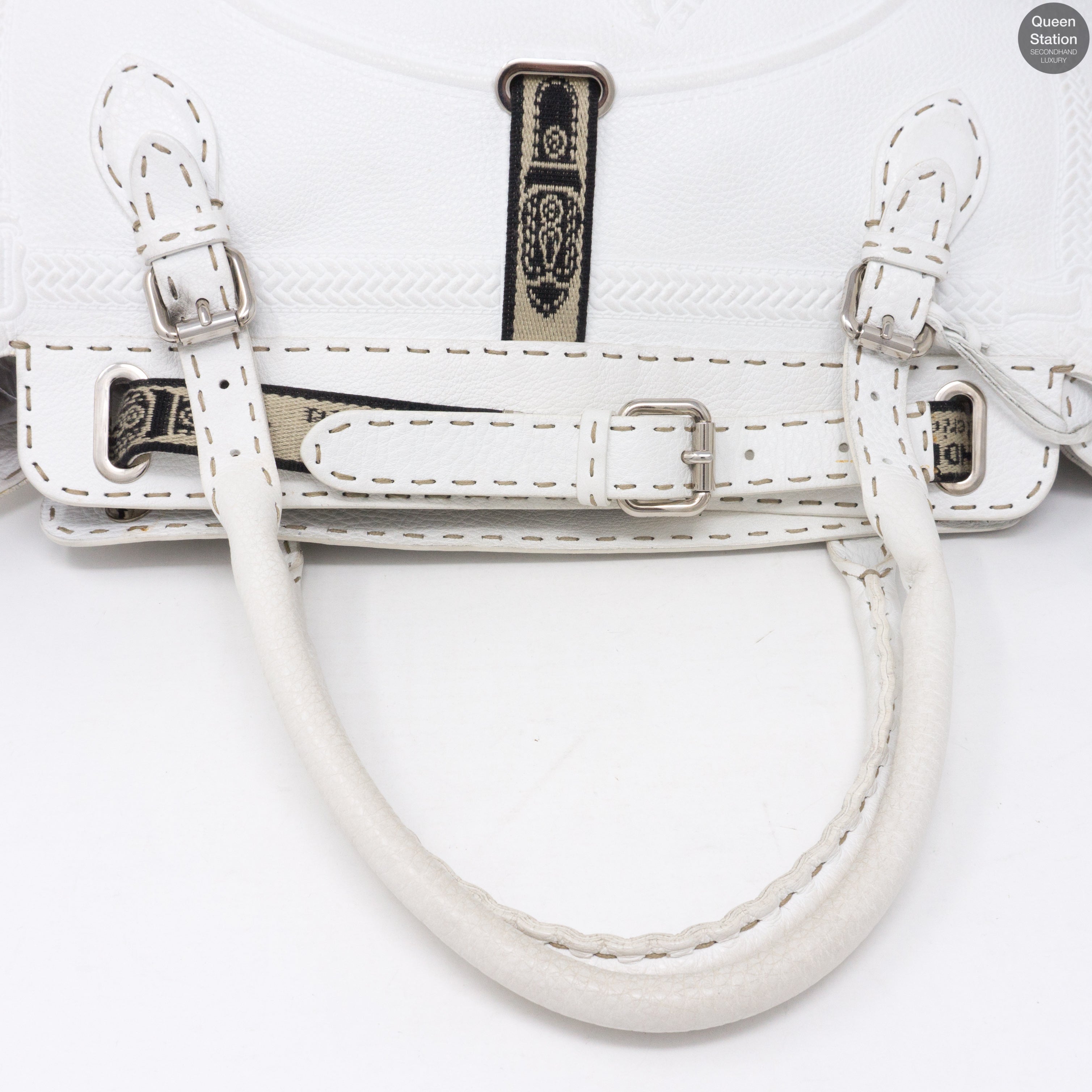 Villa Selleria Borghese White Leather Tote