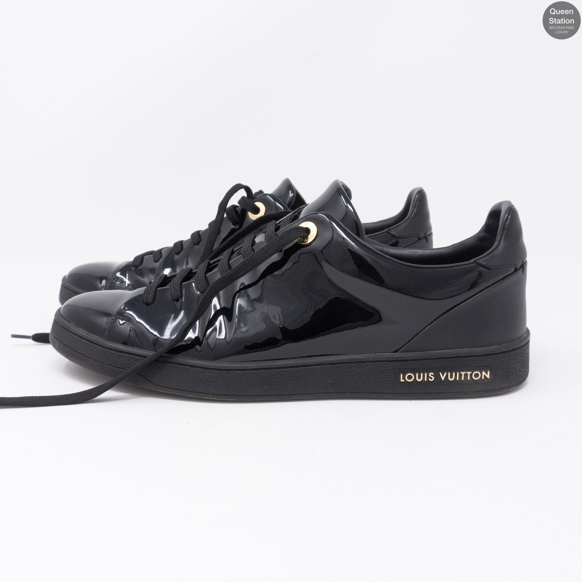 Louis Vuitton - Authenticated FRONTROW Trainer - Patent Leather Black for Women, Very Good Condition
