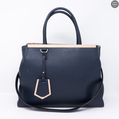 2Jours Medium Navy Leather Tote