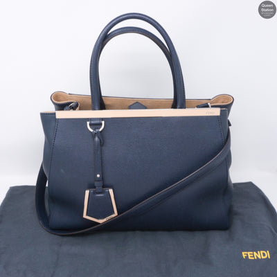 2Jours Medium Navy Leather Tote