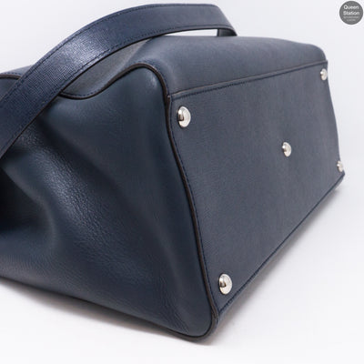 2Jours Medium Navy Leather Tote