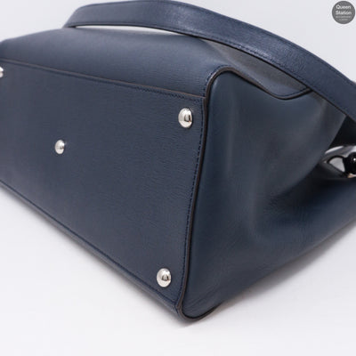2Jours Medium Navy Leather Tote