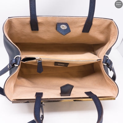 2Jours Medium Navy Leather Tote