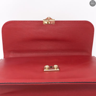 Large Glam Lock Rockstud Flap Red Vitello