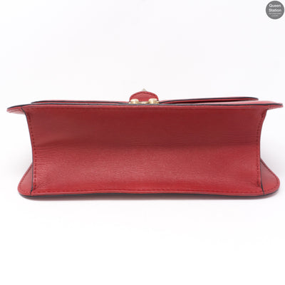 Large Glam Lock Rockstud Flap Red Vitello