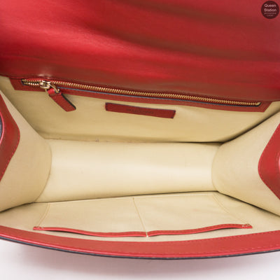 Large Glam Lock Rockstud Flap Red Vitello