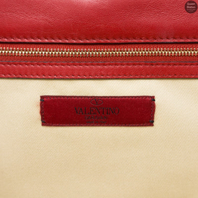 Large Glam Lock Rockstud Flap Red Vitello