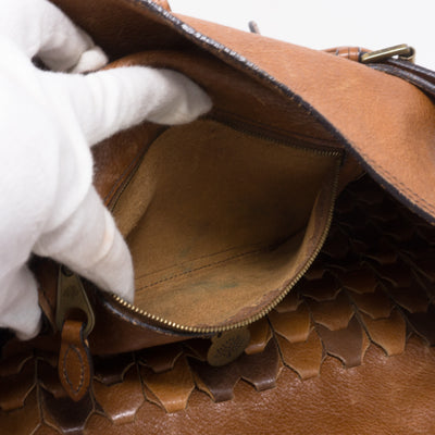 Braided Shoulder Bag Brown Leather