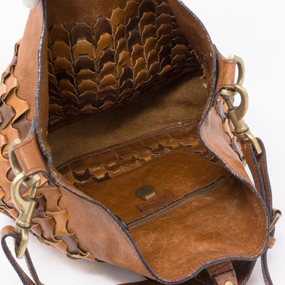 Braided Shoulder Bag Brown Leather
