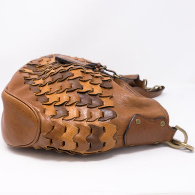 Braided Shoulder Bag Brown Leather