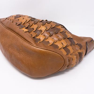 Braided Shoulder Bag Brown Leather