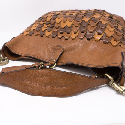 Braided Shoulder Bag Brown Leather
