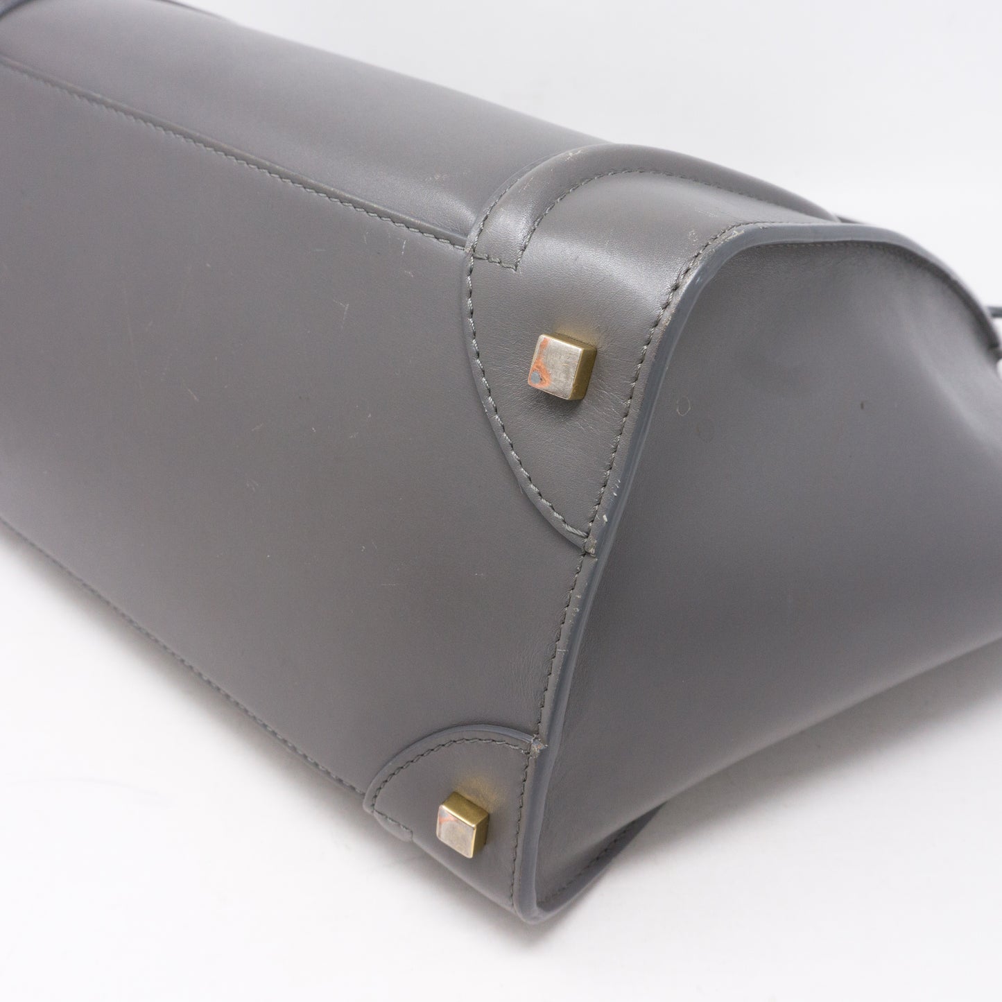 Mini Luggage Bag Gray Leather