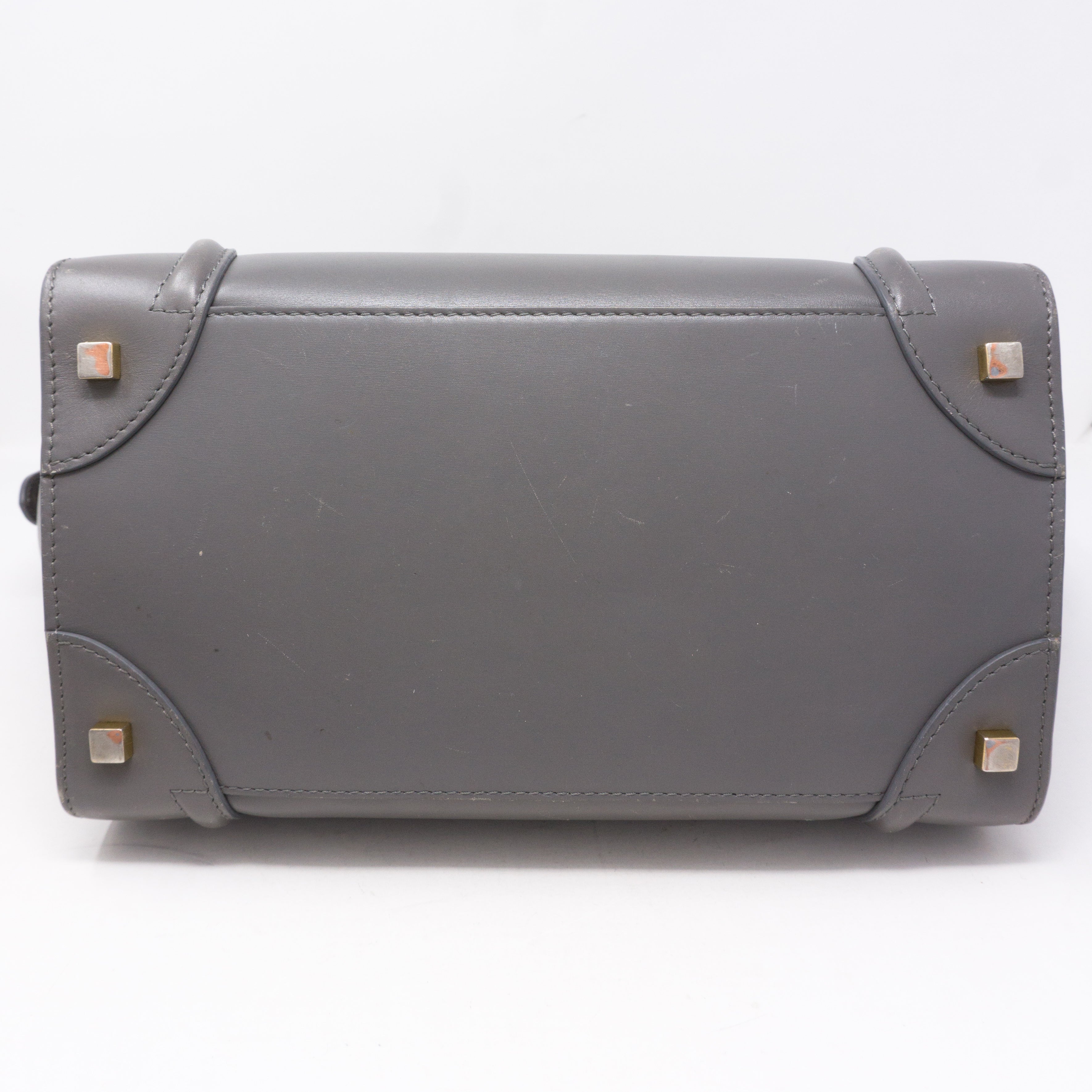 Mini Luggage Bag Gray Leather