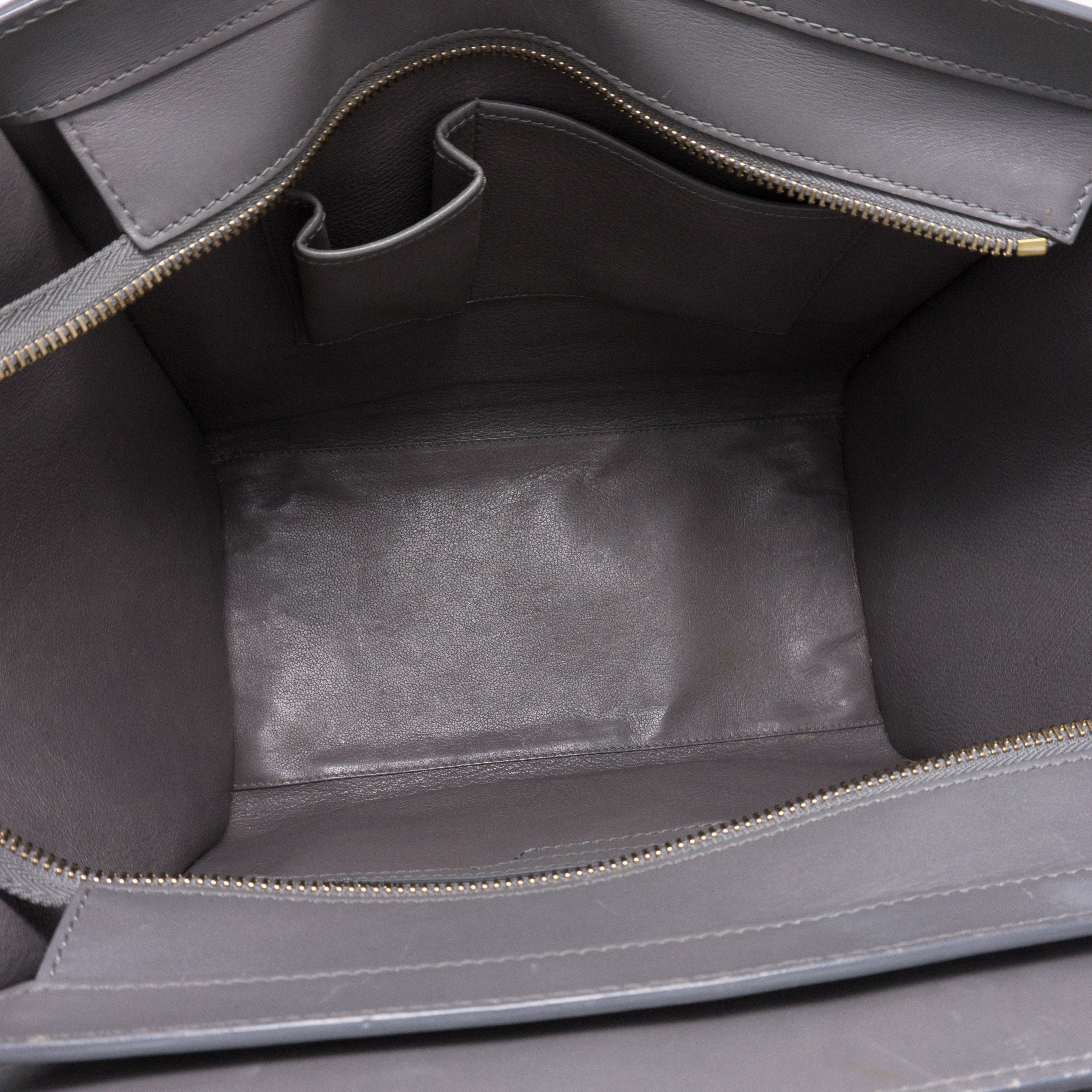 Mini Luggage Bag Gray Leather