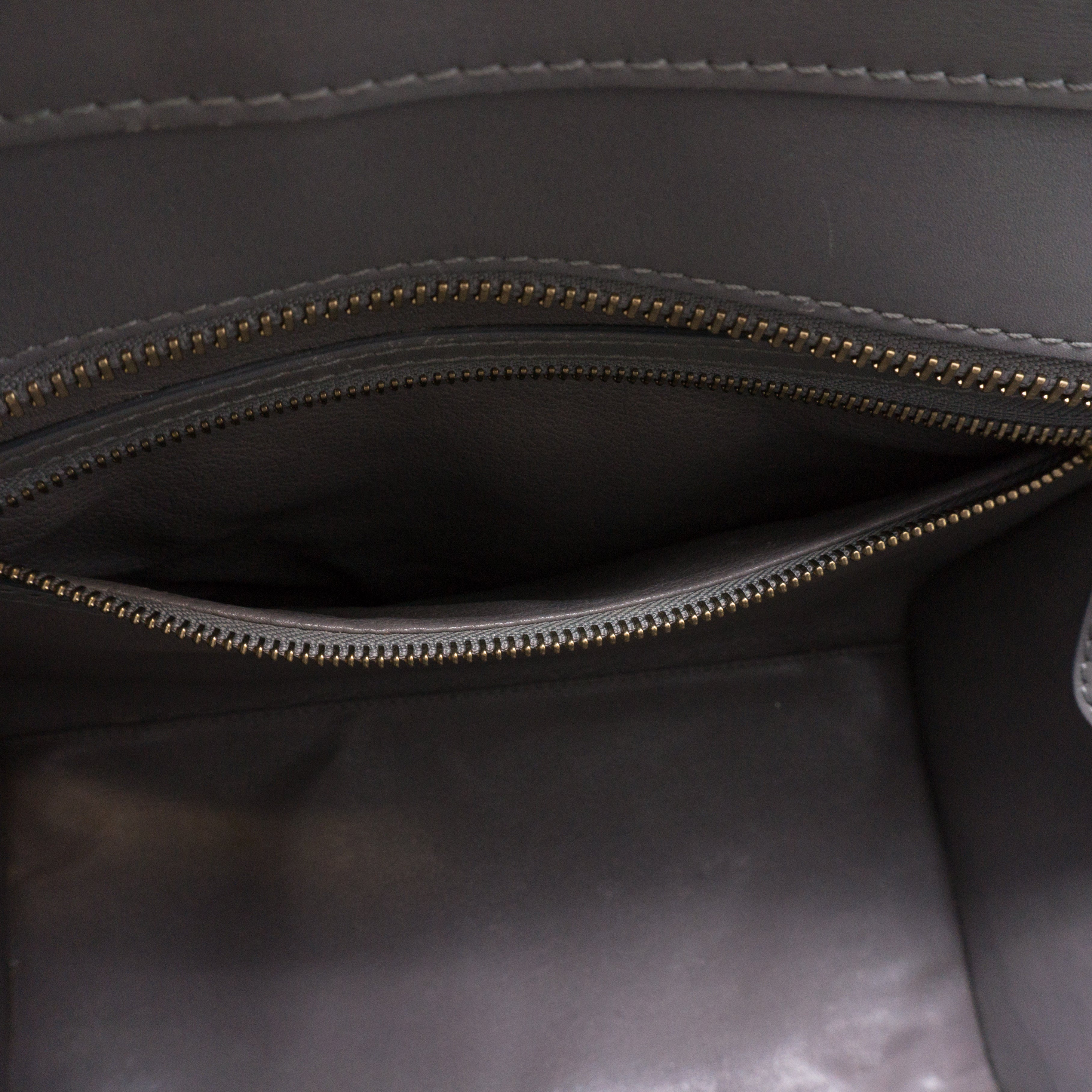 Mini Luggage Bag Gray Leather
