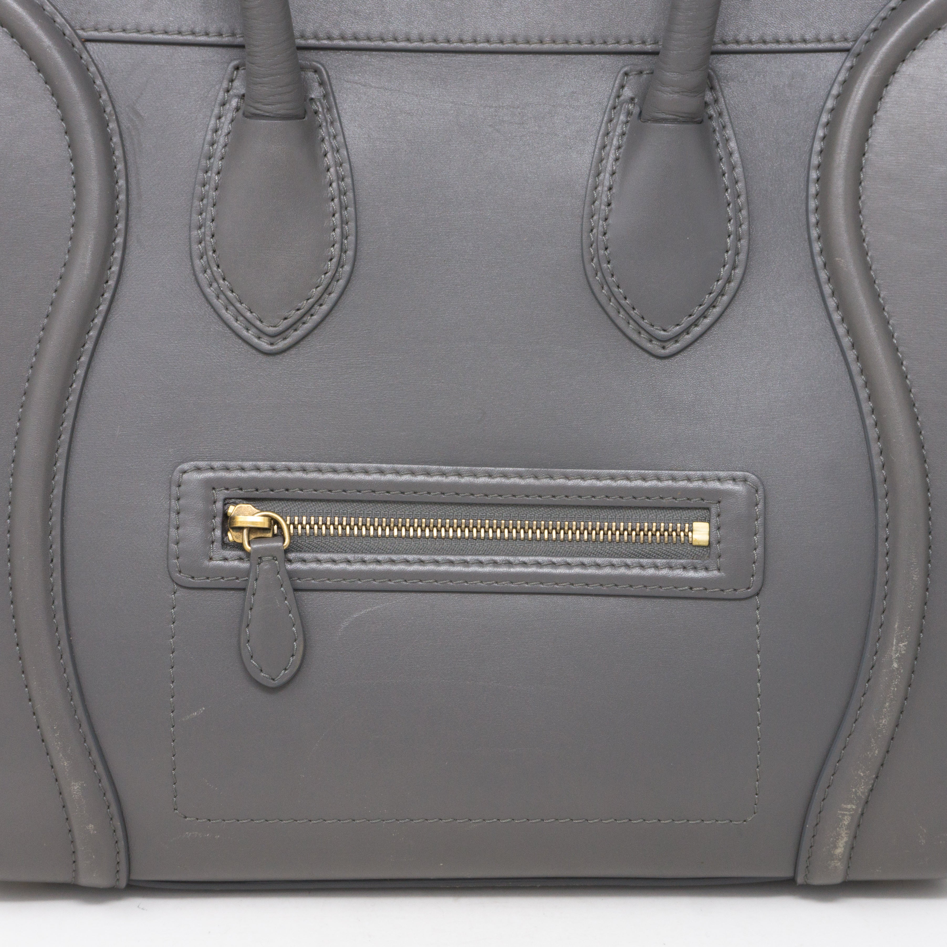 Mini Luggage Bag Gray Leather
