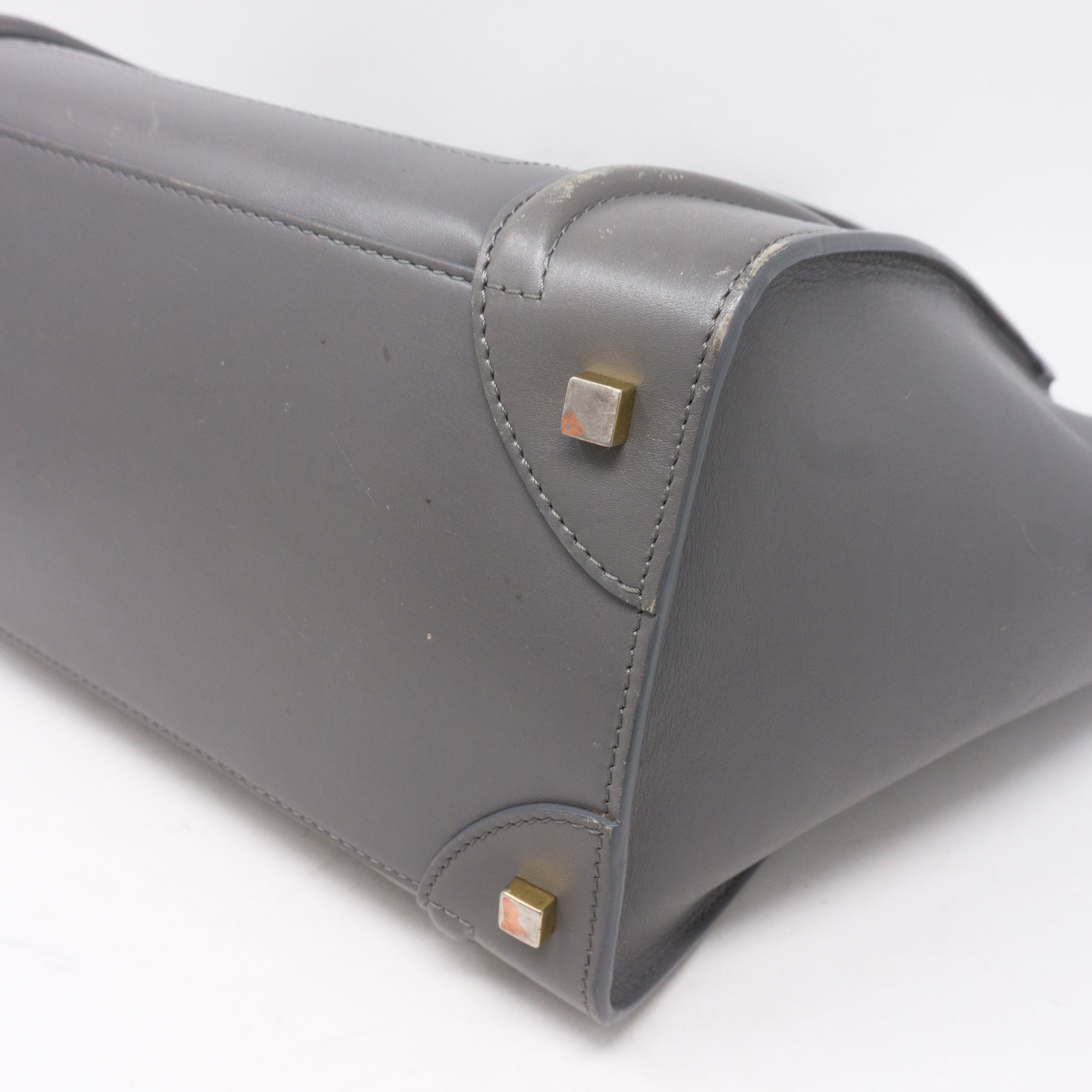 Mini Luggage Bag Gray Leather
