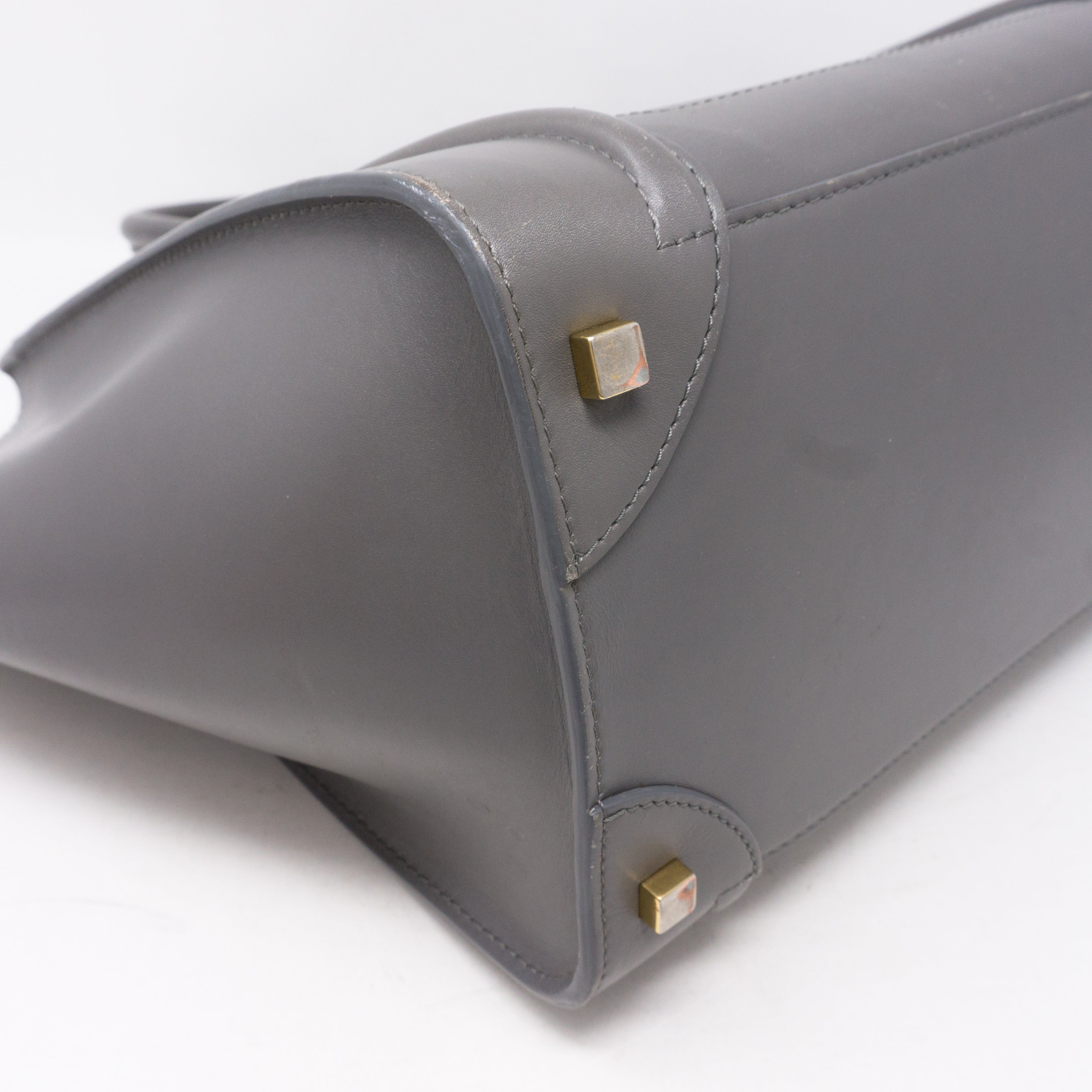 Mini Luggage Bag Gray Leather