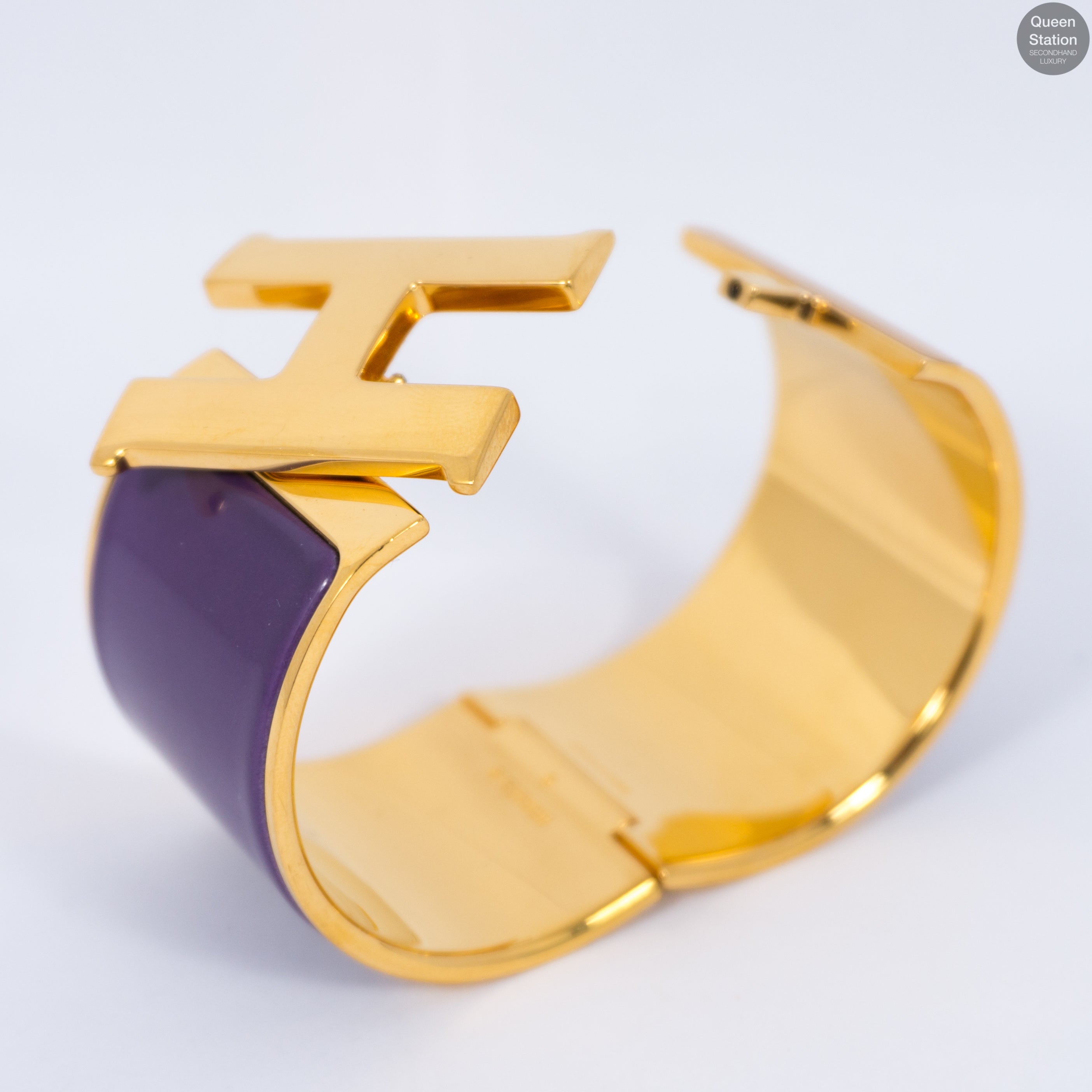 Clic Clac H Wide Purple Gold Enamel Bracelet