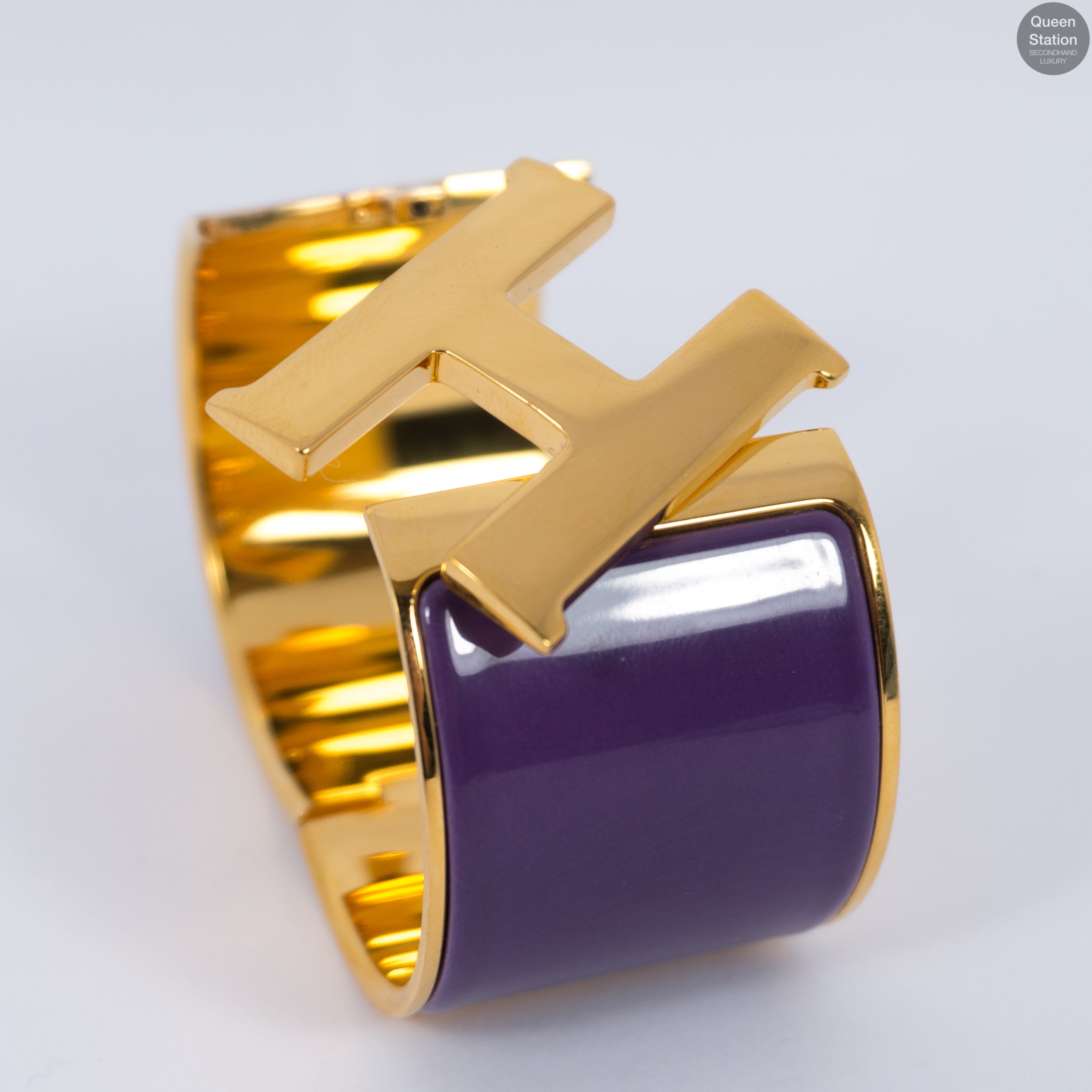 Clic Clac H Wide Purple Gold Enamel Bracelet