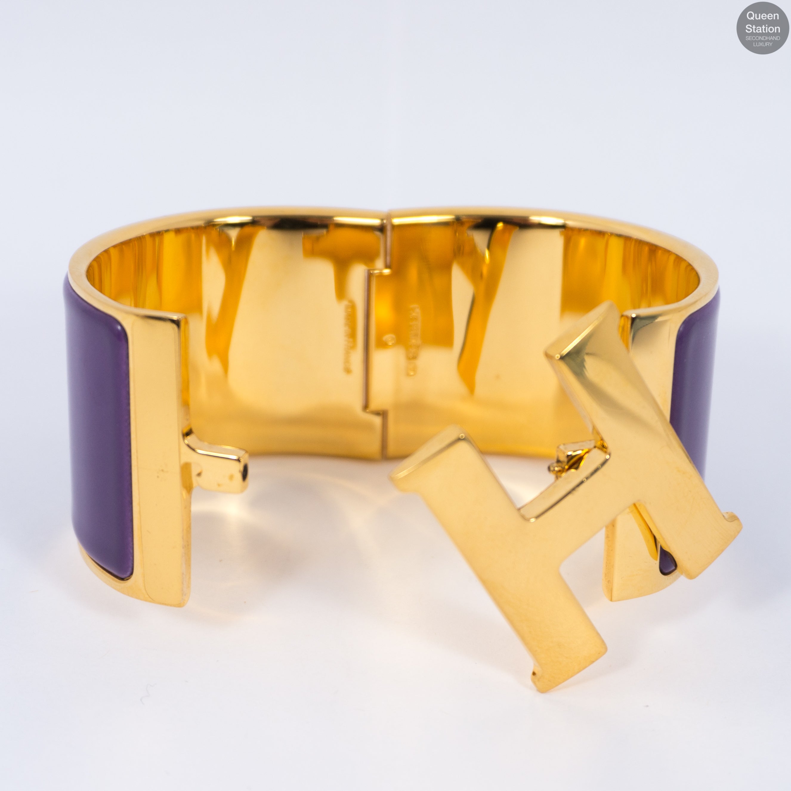 Clic Clac H Wide Purple Gold Enamel Bracelet