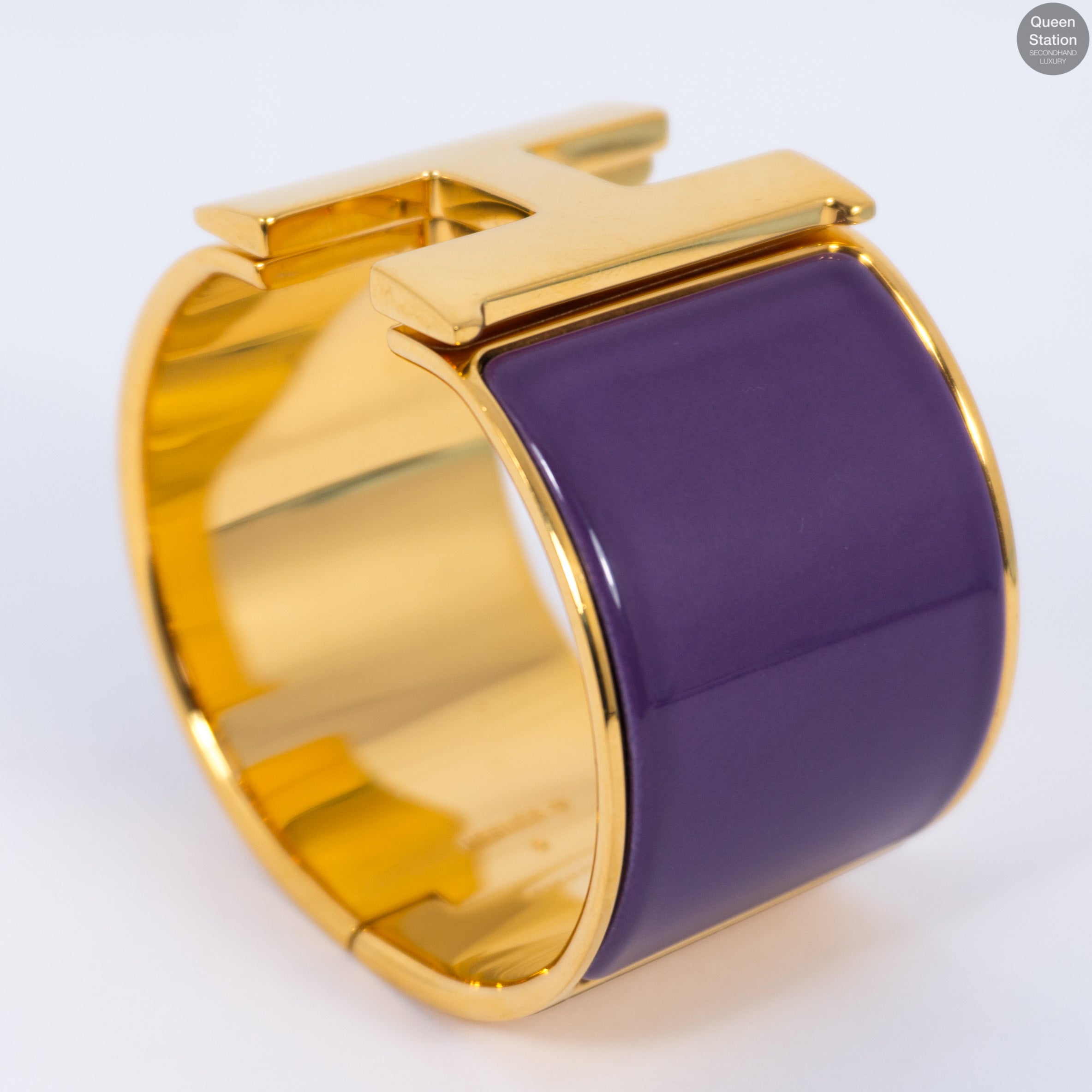 Clic Clac H Wide Purple Gold Enamel Bracelet