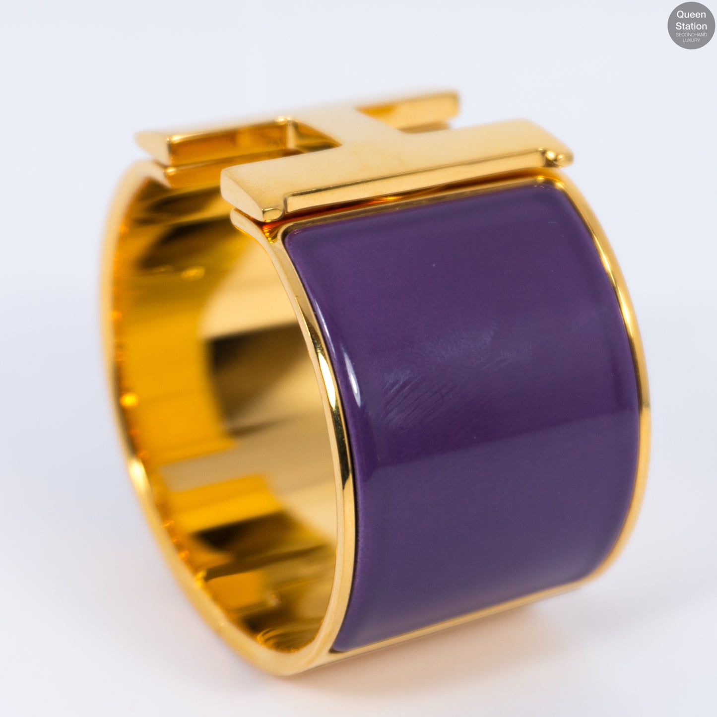 Clic Clac H Wide Purple Gold Enamel Bracelet