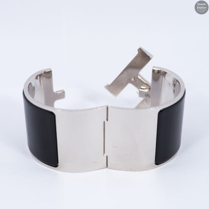 Clic Clac H Wide Black Silver Enamel Bracelet