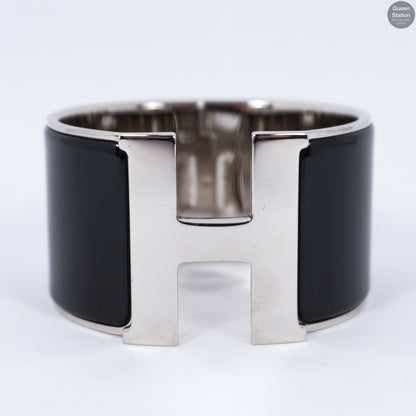 Clic Clac H Wide Black Silver Enamel Bracelet