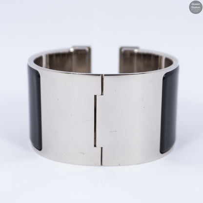 Clic Clac H Wide Black Silver Enamel Bracelet