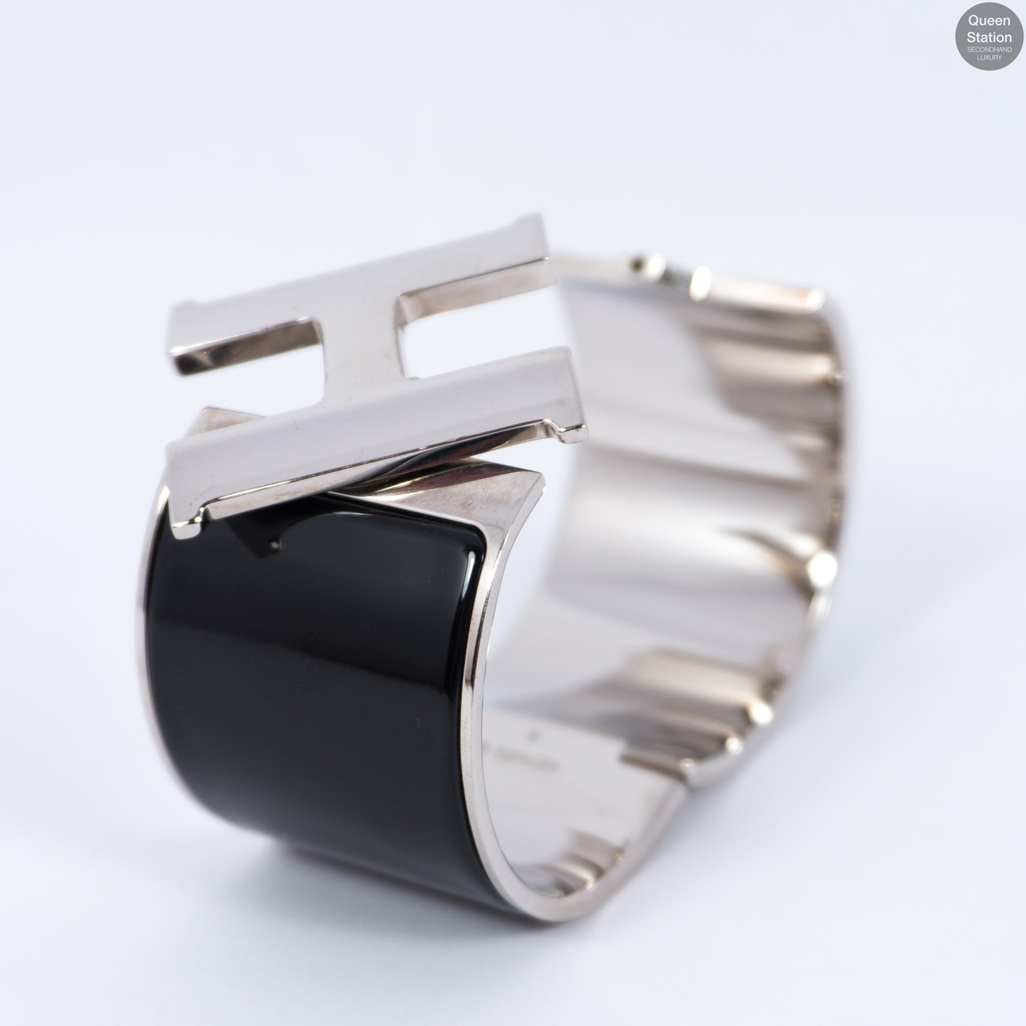 Clic Clac H Wide Black Silver Enamel Bracelet