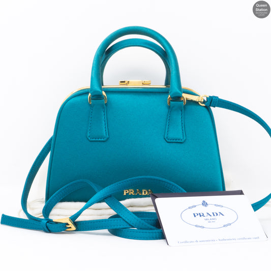Turquoise Satin Evening Bag