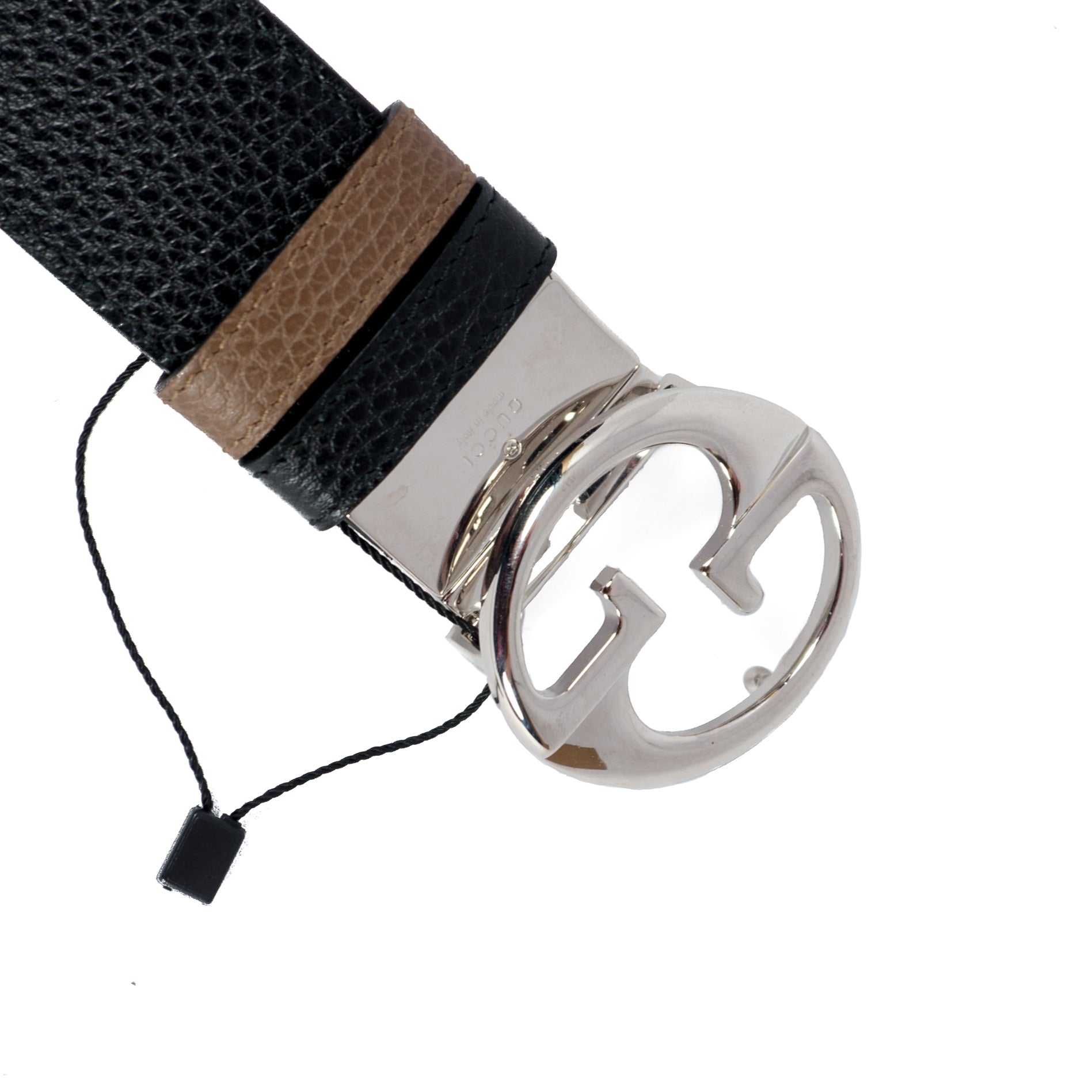 Double G Buckle Reversible Leather Belt 85 cm