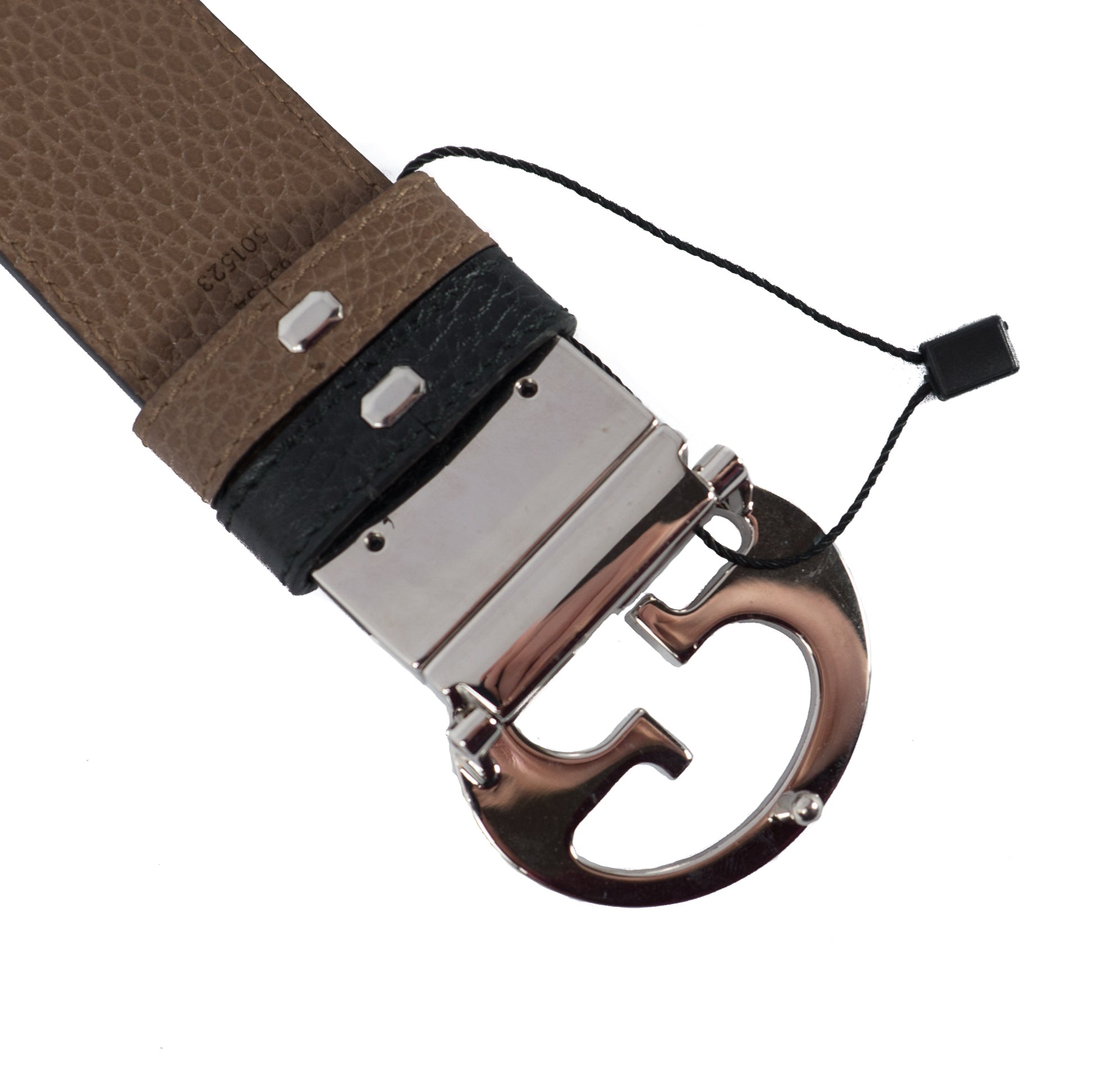 Double G Buckle Reversible Leather Belt 85 cm