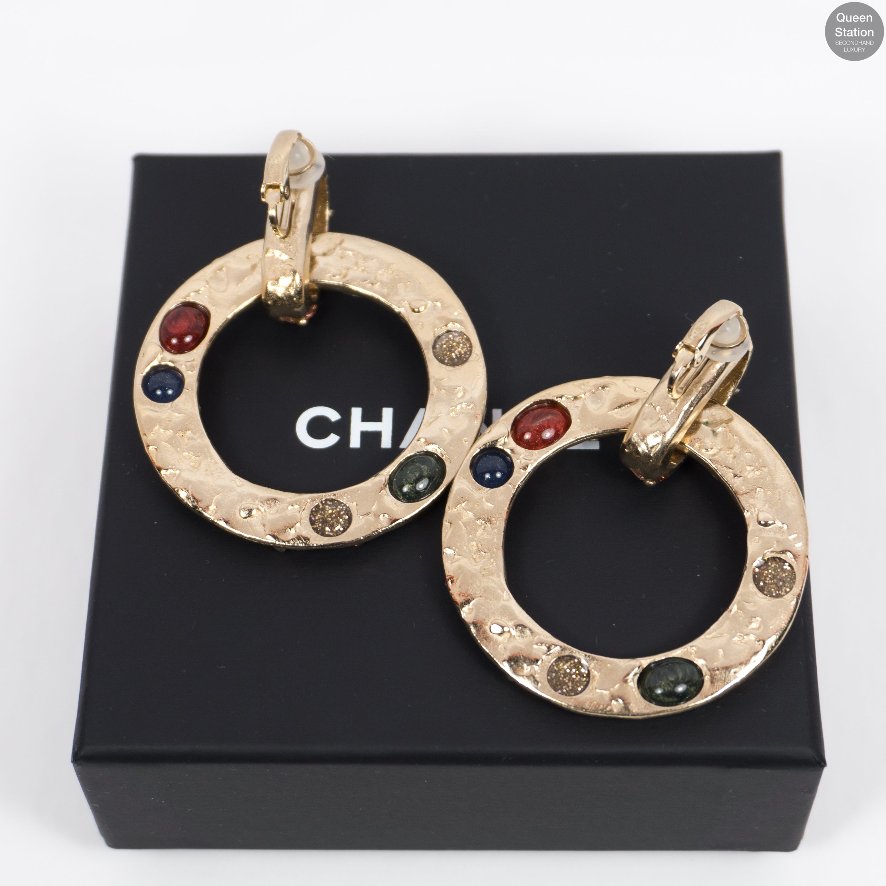 Large Clip-on Gemstone Earrings