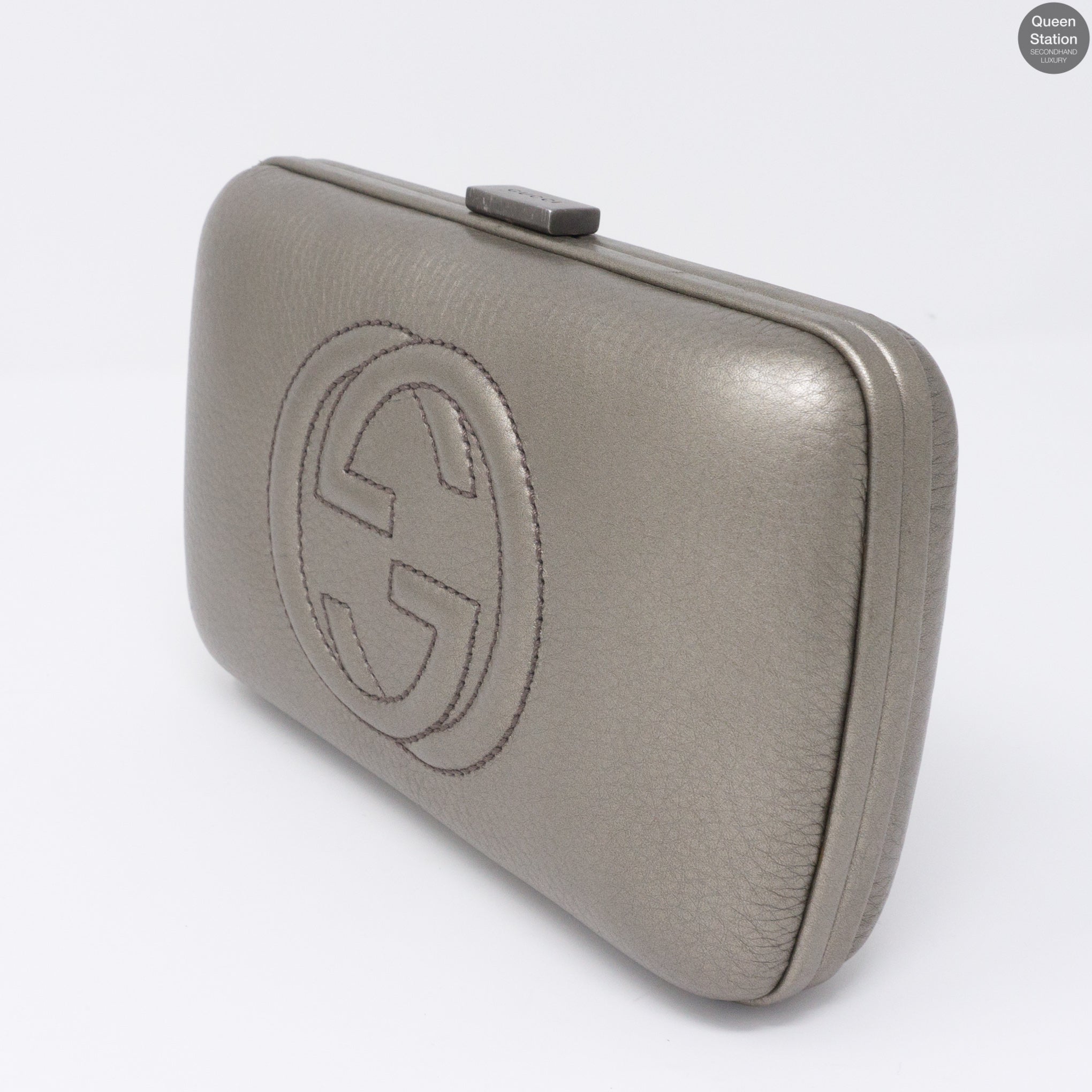Broadway Minaudiere Leather Hard Clutch
