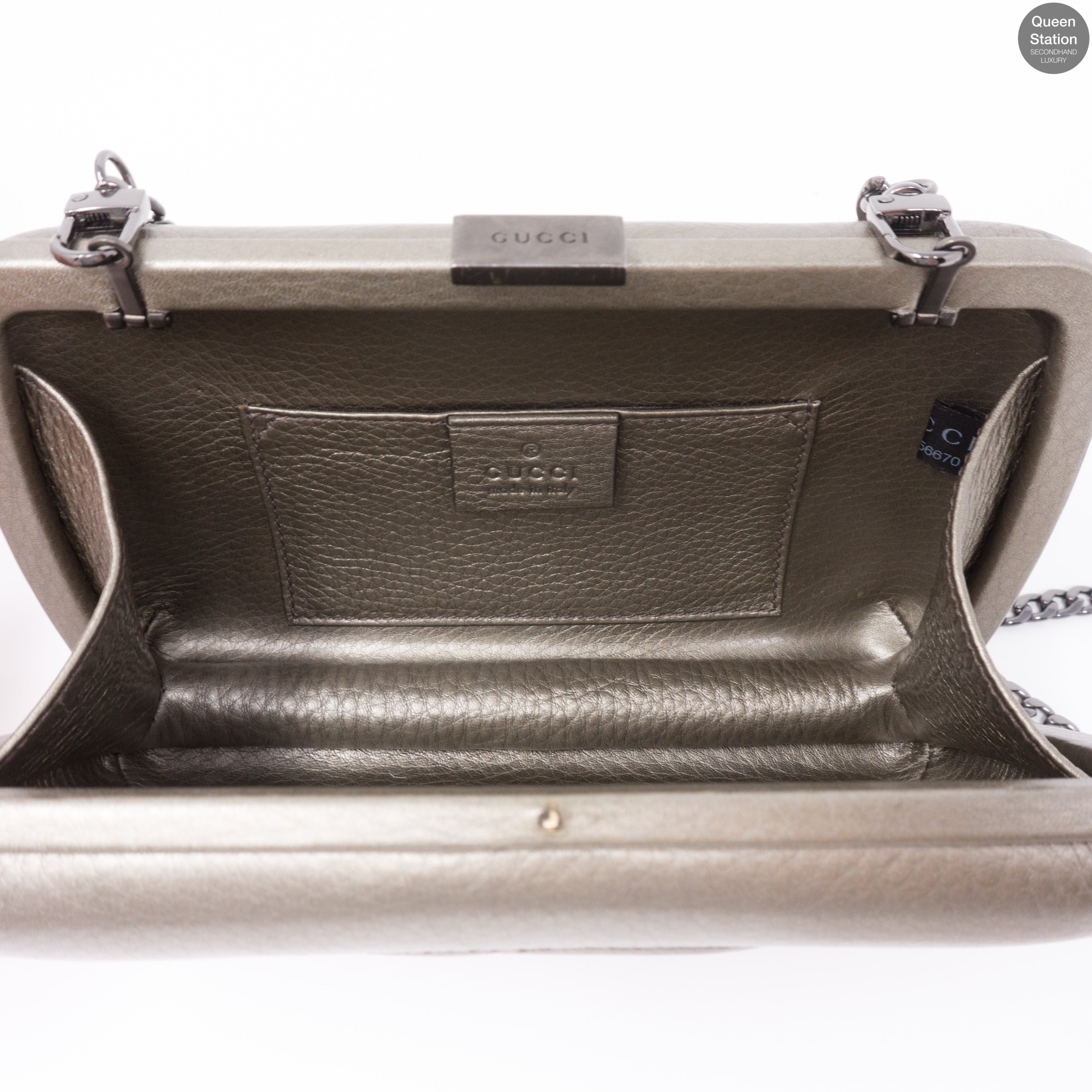 Broadway Minaudiere Leather Hard Clutch