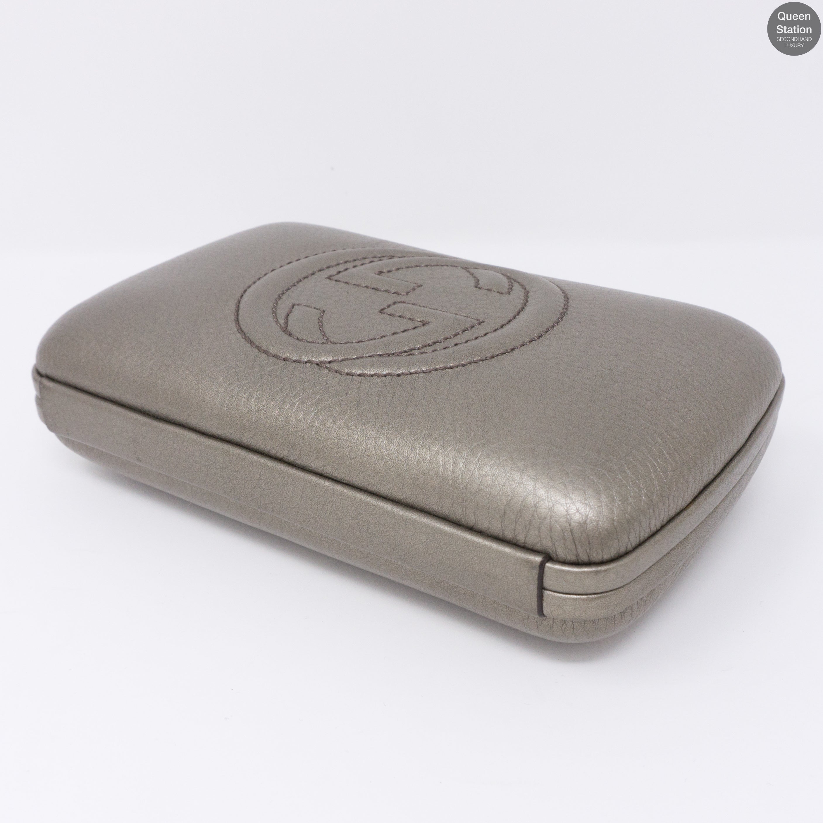 Broadway Minaudiere Leather Hard Clutch
