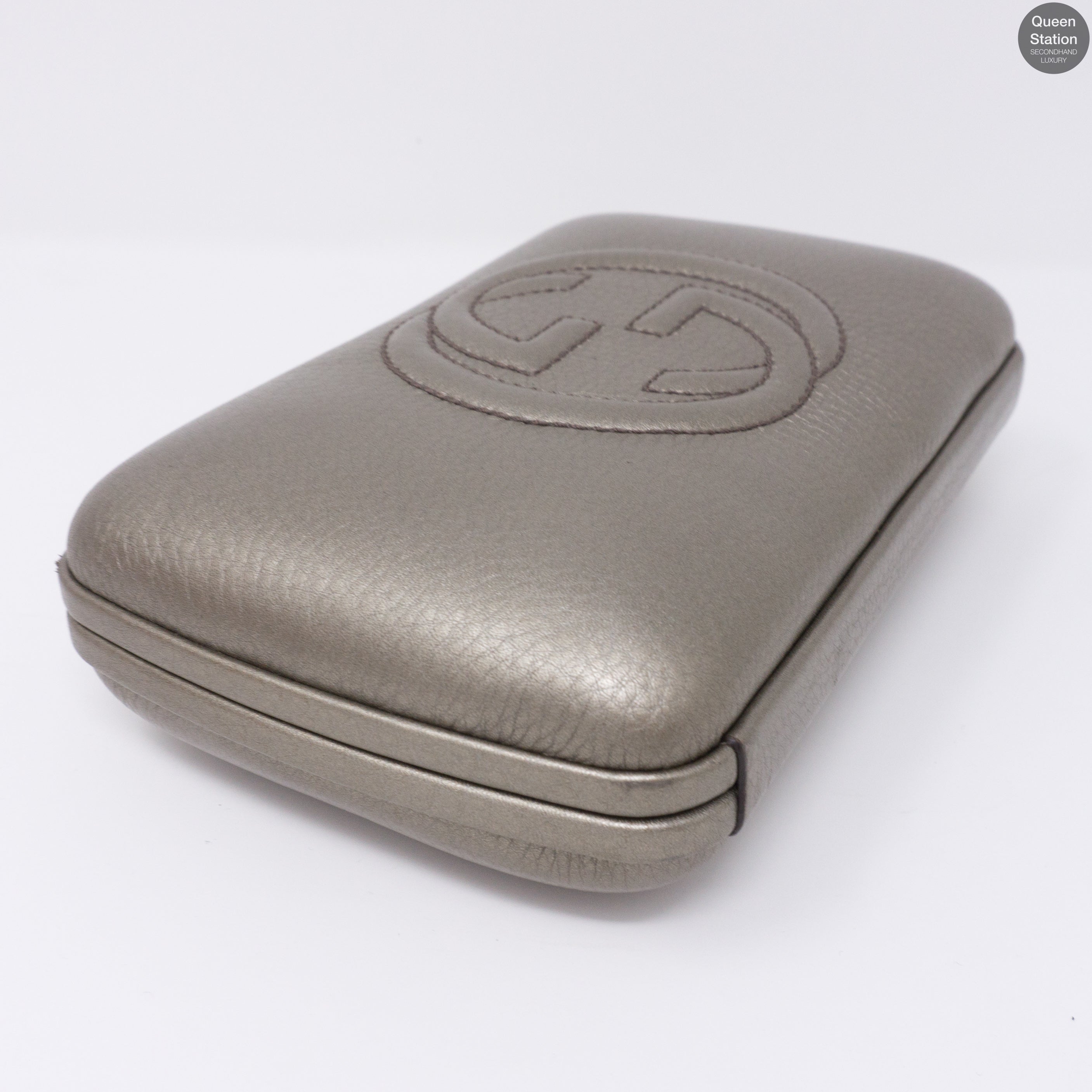 Broadway Minaudiere Leather Hard Clutch