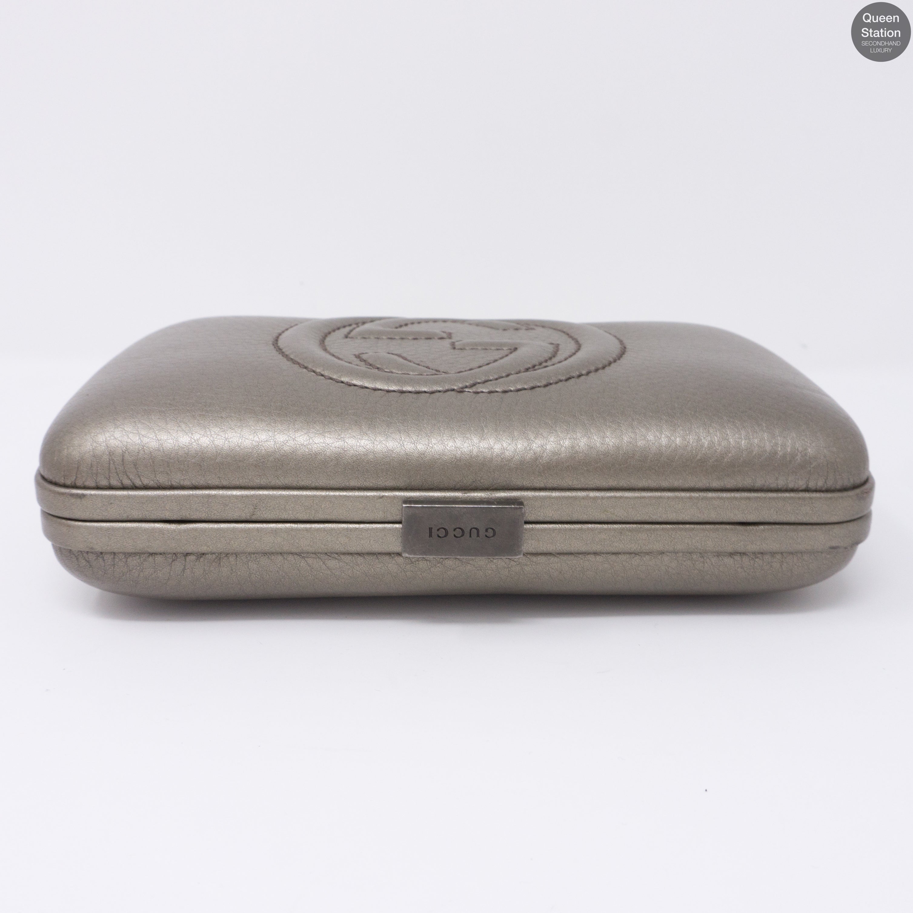 Broadway Minaudiere Leather Hard Clutch
