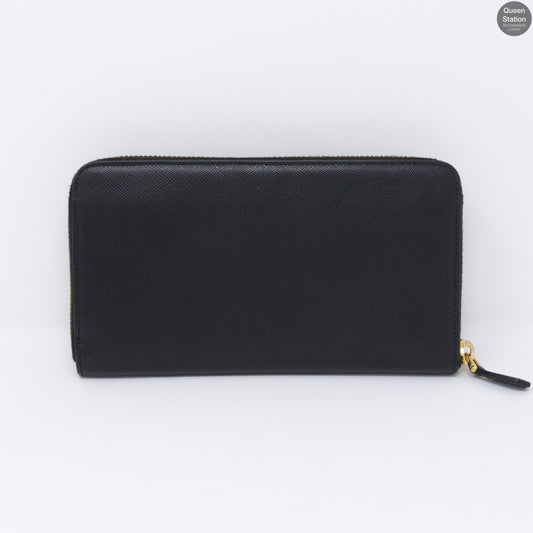 Black Saffiano Bow Zip Wallet