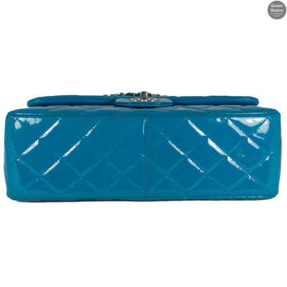 Classic Double Flap Jumbo Turquoise Patent Leather