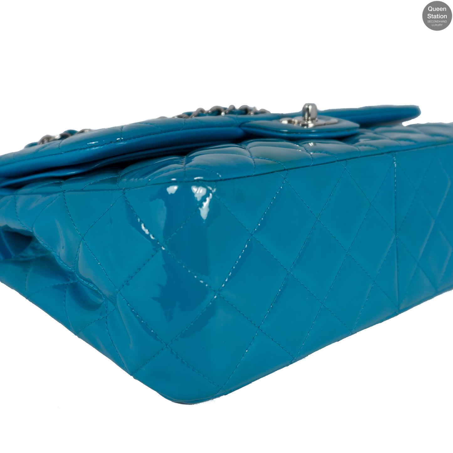 Classic Double Flap Jumbo Turquoise Patent Leather