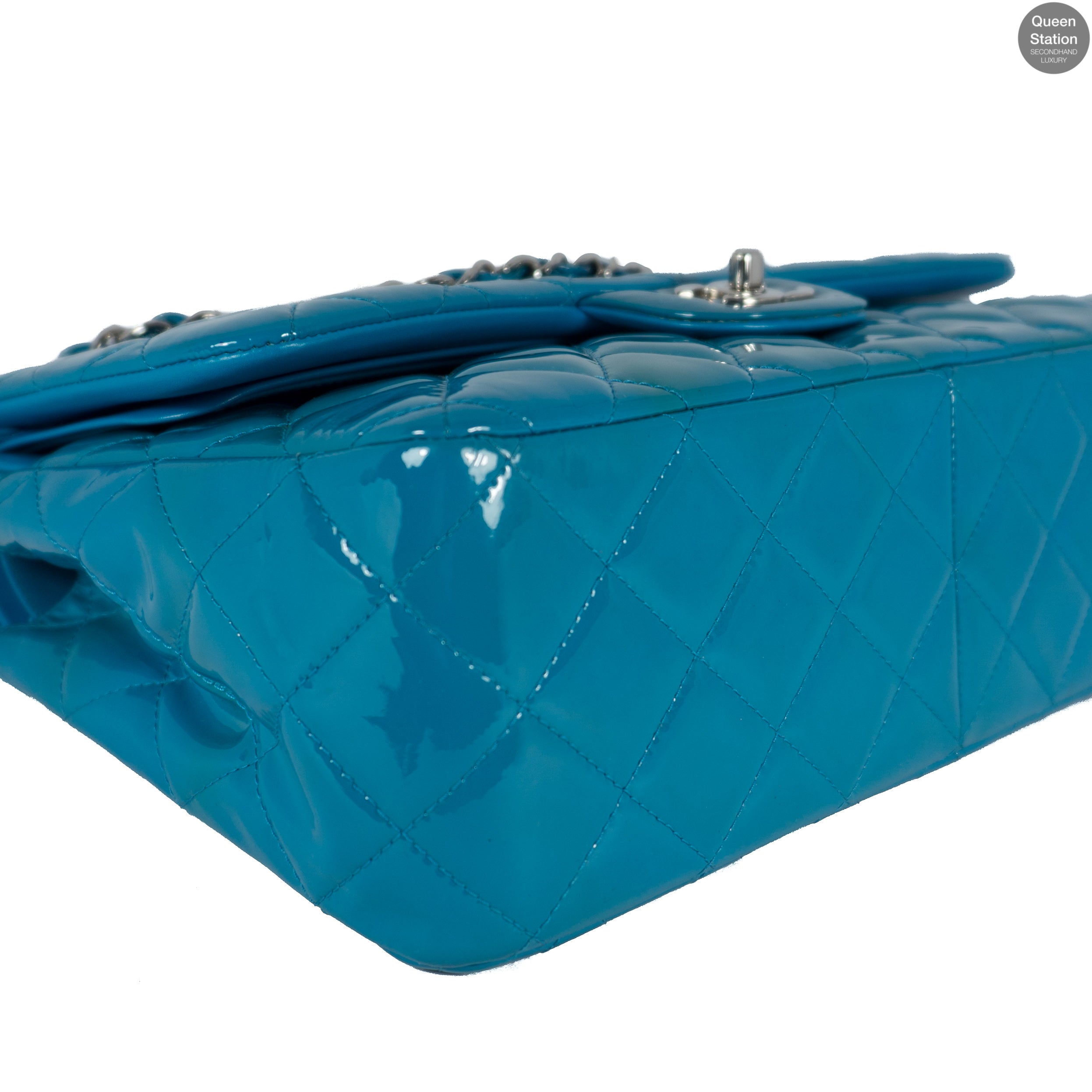 Classic Double Flap Jumbo Turquoise Patent Leather