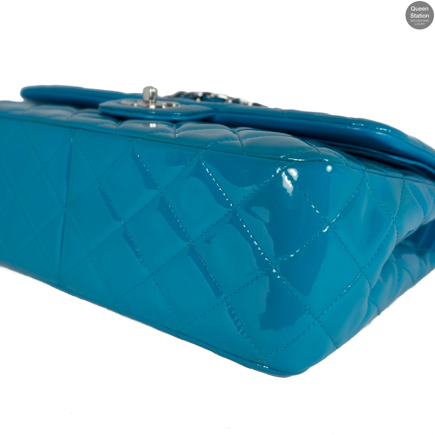 Classic Double Flap Jumbo Turquoise Patent Leather